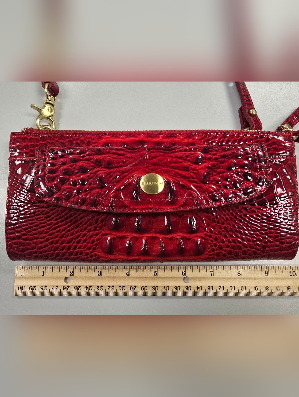 Brahmin Red Crocodile-Embossed Purse